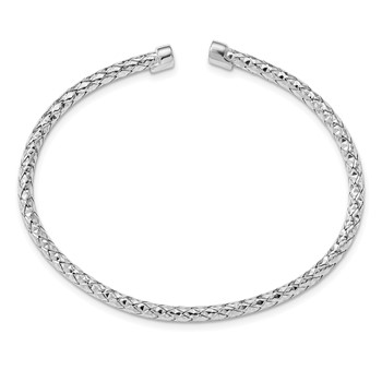 Leslie's Sterling Silver Rhodium-plated Polished Bangle — alternate view