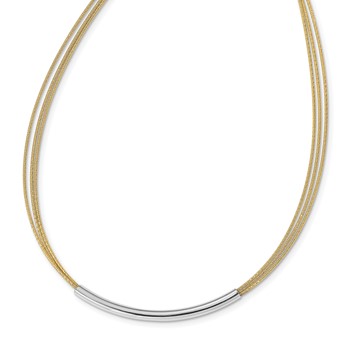 Leslie's Sterling Silver Gold-plated Rho-plated Bar w/ 2in Necklace