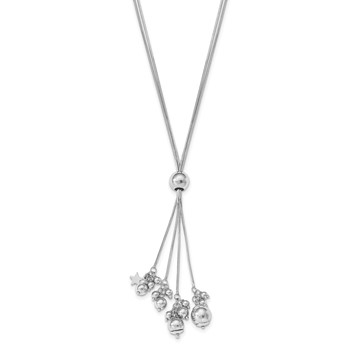 Leslie's Sterling Silver Rhodium-plated Beaded Adjustable Necklace — alternate view