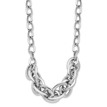 Leslie's Sterling Silver Rhodium-plated Polished Fancy Link Necklace — alternate view