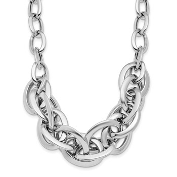 Leslie's Sterling Silver Rhodium-plated Polished Fancy Link Necklace