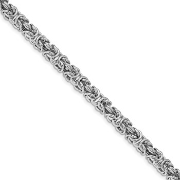 Leslie's Sterling Silver Rhodium-plated w/ .5in ext Byzantine Bracelet