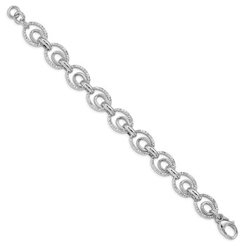 Leslie's Sterling Silver Rhodium-plated D/C Polished w/ .5in ext. Bracelet — alternate view