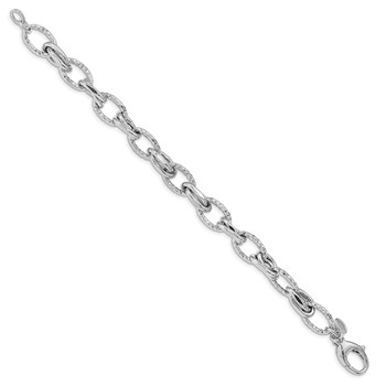 Leslie's Sterling Silver Rhodium-plated D/C Polished w/ .5in ext. Bracelet — alternate view