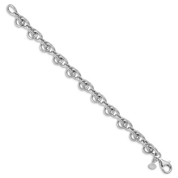 Leslie's Sterling Silver Rhodium-plated Polished Fancy Link Bracelet — alternate view