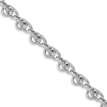 Leslie's Sterling Silver Rhodium-plated Polished Fancy Link Bracelet