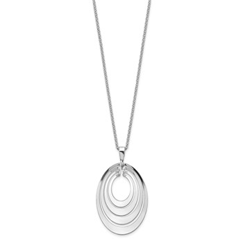 Leslie's Sterling Silver Rh-plat Polished & Brushed w/ 1.25in ext. Necklace — alternate view