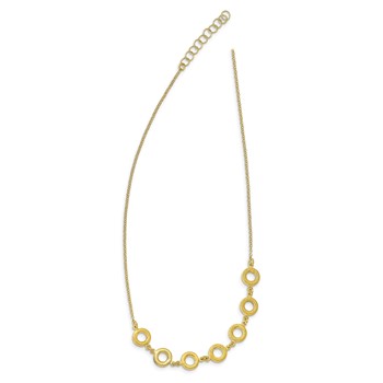 Leslie's Sterling Silver Gold-tone Textured with 1.5in ext Necklace — alternate view
