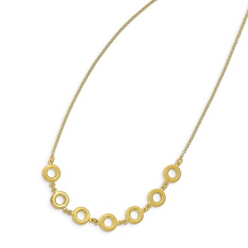 Leslie's Sterling Silver Gold-tone Textured with 1.5in ext Necklace