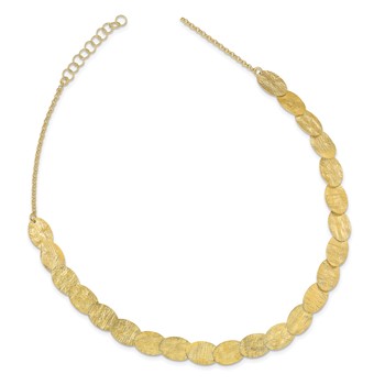 Leslie's Sterling Silver Gold-tone Textured with 1.5in ext. Necklace — alternate view