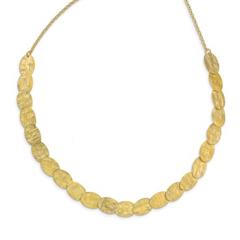 Leslie's Sterling Silver Gold-tone Textured with 1.5in ext. Necklace