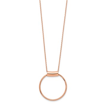 Leslie's Sterling Silver RH-plat Rose-tone Polish w/1in ext Necklace — alternate view
