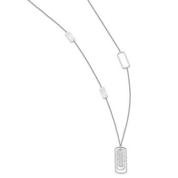 Leslie's Sterling Silver Rhodium-plated Polished & Brushed Necklace — alternate view