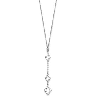 Leslie's Sterling Silver Rhodium-plated Adj. w/ 1.5in ext. Necklace — alternate view