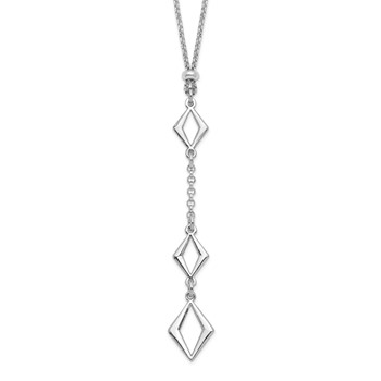 Leslie's Sterling Silver Rhodium-plated Adj. w/ 1.5in ext. Necklace
