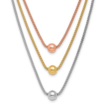 Leslie's Sterling Silver Rose and Yellow Gold-plated with 2in ext. Necklace