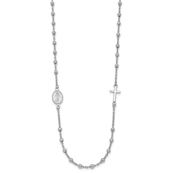 Leslie's Sterling Silver Rhod-pl Cross and Miraculous Medal Necklace — alternate view