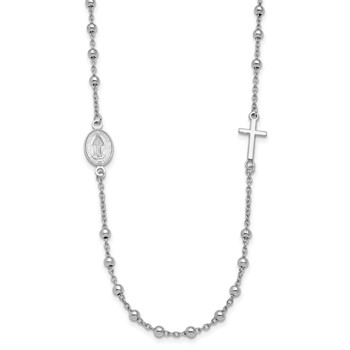Leslie's Sterling Silver Rhod-pl Cross and Miraculous Medal Necklace