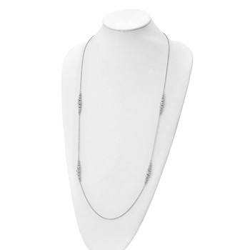 Leslie's Sterling Silver Rhodium-plated Polished Hammered Bead Necklace — alternate view