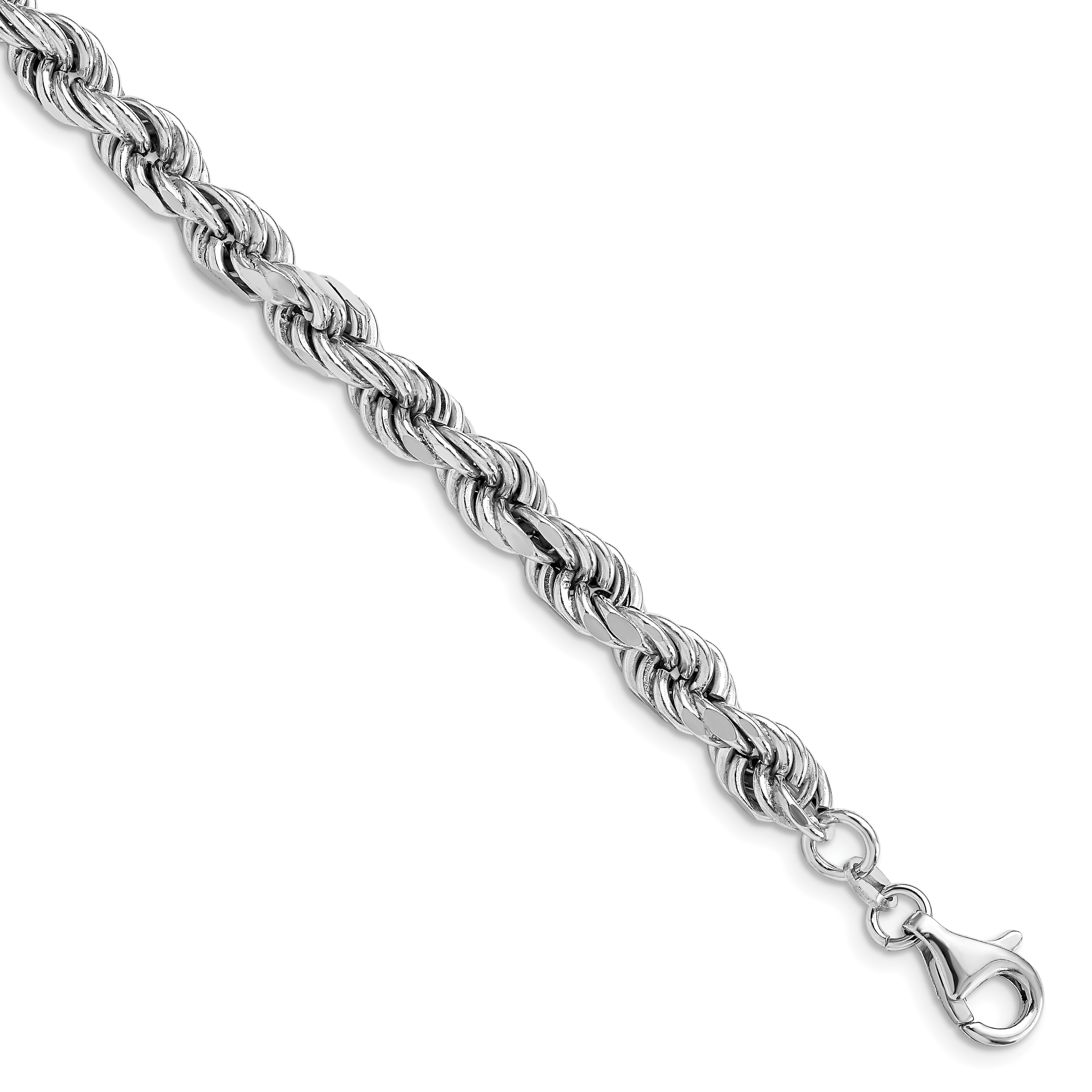 Leslie's Sterling Silver Rhodium-plated Polished Fancy Rope Bracelet