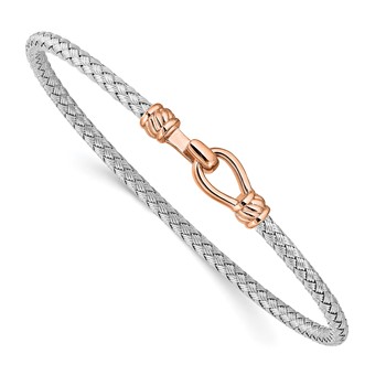 Leslie's Sterling Silver RH-plated & Rose Gold-plated Flexible Cuff