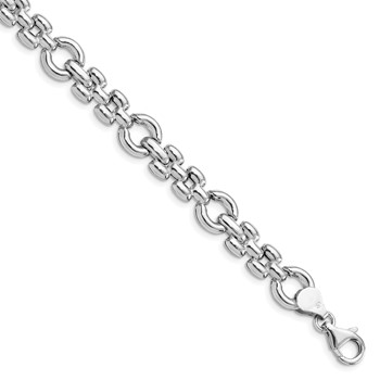 Leslie's Sterling Silver Rhodium-plated Polished Link Bracelet