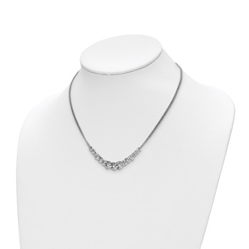 Leslie's Sterling Silver Rhod-pl Textured Link 2 strand w/ 2in ext Necklace — alternate view