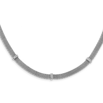 Leslie's Sterling Silver Rhodium-plated CZ Necklace