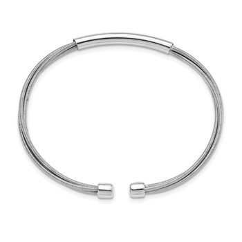 Leslie's Sterling Silver Rhodium-plated Cuff Bangle — alternate view