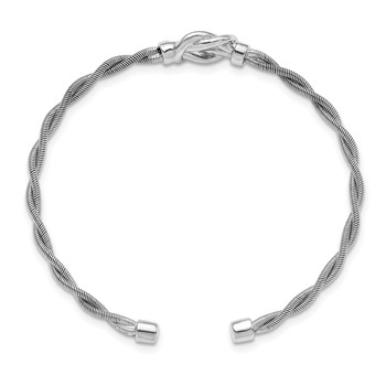 Leslie's Sterling Silver Rhodium-plated Twisted Cuff Bangle — alternate view