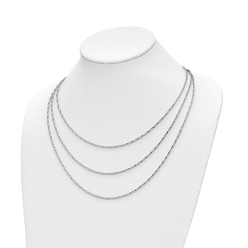 Leslie's Sterling Silver Rh-pl Multi-layer Twisted Box w/2 in ext. Necklace — alternate view