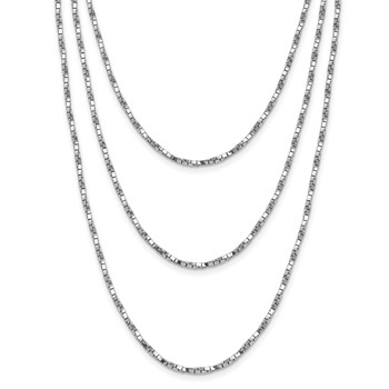 Leslie's Sterling Silver Rh-pl Multi-layer Twisted Box w/2 in ext. Necklace