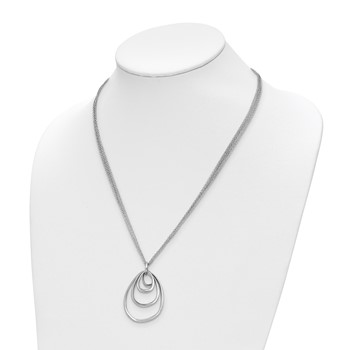 Leslie's Sterling Silver Rhodium-plated Multi-strand w/ 2in Necklace — alternate view