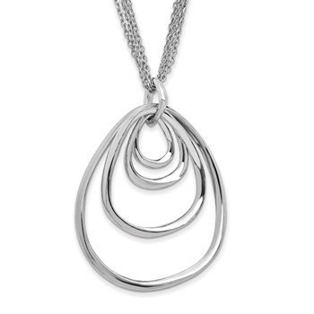 Leslie's Sterling Silver Rhodium-plated Multi-strand w/ 2in Necklace