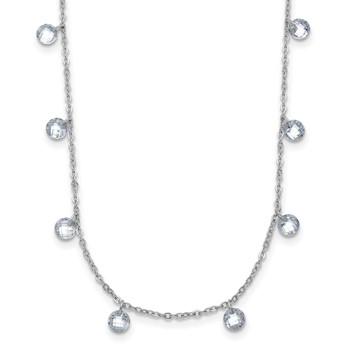 Leslie's Sterling Silver Rhodium-plated CZ w/1in ext. Necklace