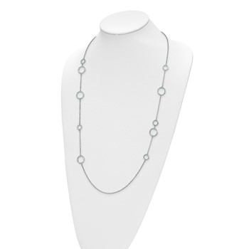 Leslie's Sterling Silver Rhodium-plated Aqua Enameled Necklace — alternate view
