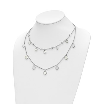 Leslie's Sterling Silver Rh-plated MOP 2-strand w/ 1.5in ext. Choker — alternate view