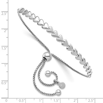 Leslie's Sterling Silver Rhodium-plated Polished Heart Bolo Bracelet — alternate view