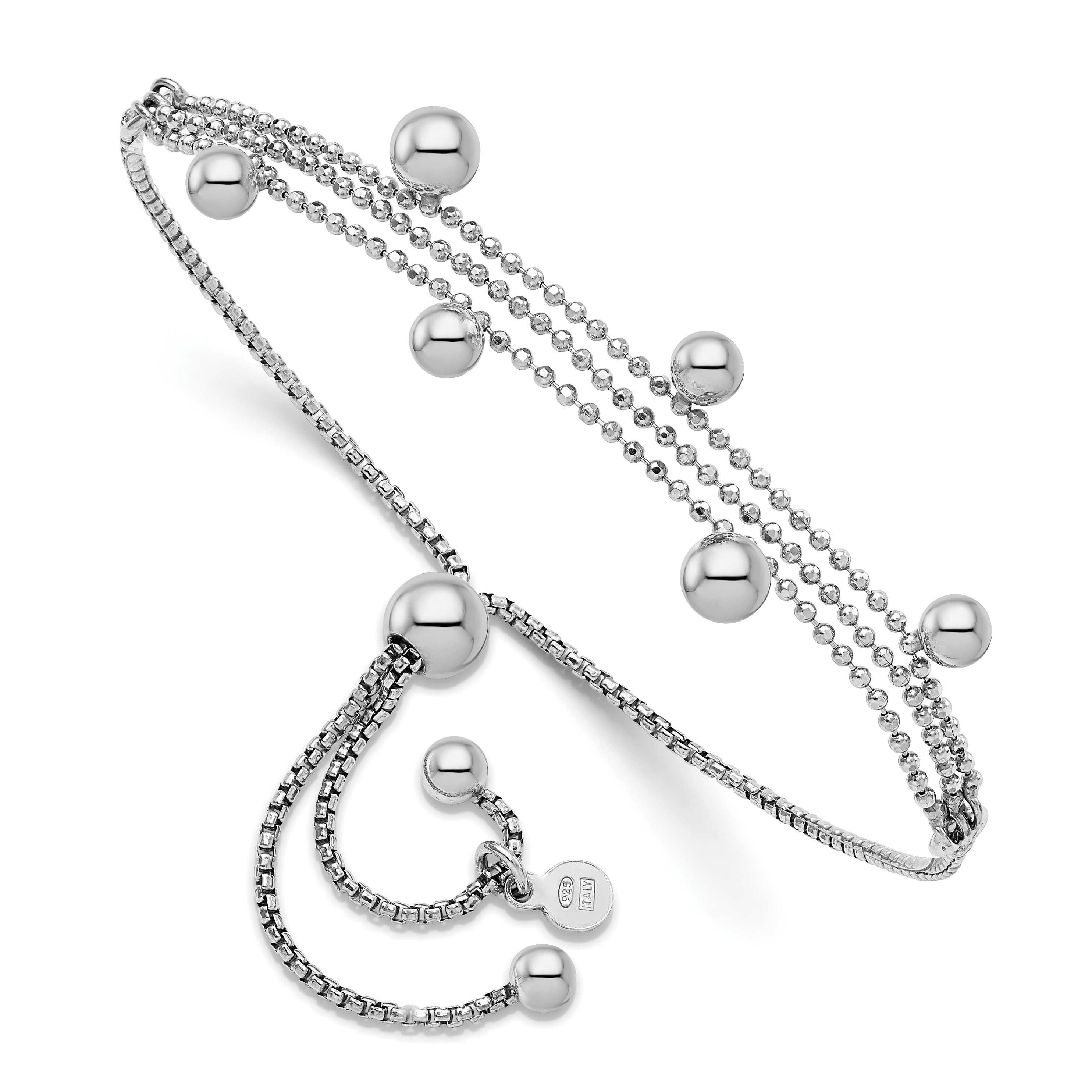 LeCalla Byzantine Sliding Bolo Silver Chain Bracelet for Women