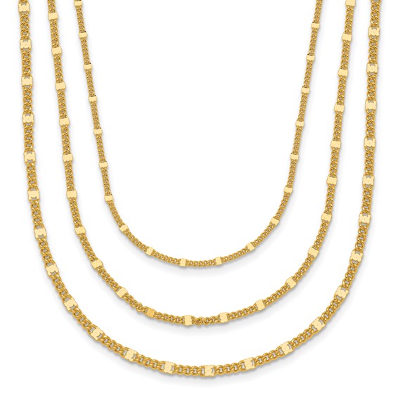 Leslie\'s Sterling Silver Gold-tone Multi-strand with 1.5in ext. Necklace -  Quality Gold