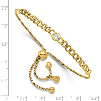 Leslie's Sterling Silver Gold-tone Polished CZ Bolo Bracelet — alternate view