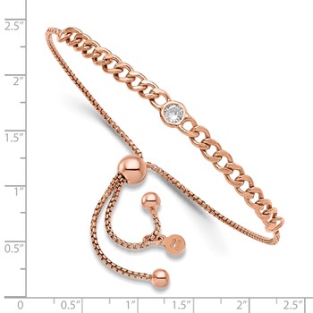 Leslie's Sterling Silver Rose-tone Polished CZ Bolo Bracelet — alternate view