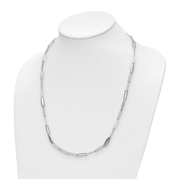 Leslie's Sterling Silver Rhodium-plated Polished Flat Oval Link Necklace — alternate view