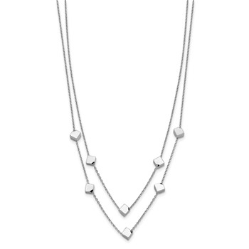 Leslie's Sterling Silver Rhod-pl Multi-strand Beaded w/ 2in ext. Necklace — alternate view