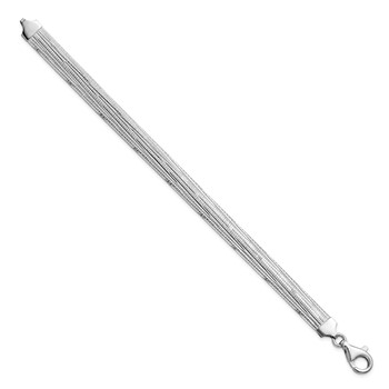 Leslie's Sterling Silver Rhod-plated Polished Textured Reversible Bracelet — alternate view