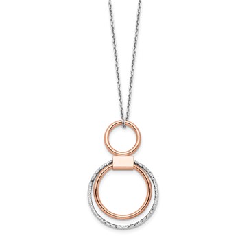 Leslie's Sterling Silver Rh-p Rose-tone Polished with 2in ext. Necklace — alternate view
