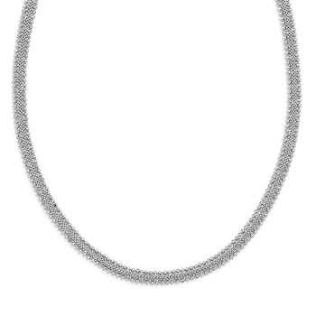 Leslie's Sterling Silver Rhodium-plated Polished Beaded Necklace — alternate view