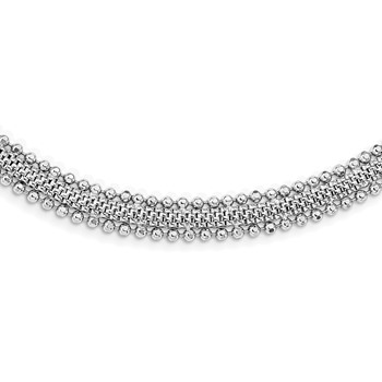 Leslie's Sterling Silver Rhodium-plated Polished Beaded Necklace