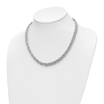 Leslie's Sterling Silver Rhodium-plated Braided Polished Necklace — alternate view