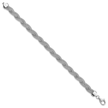 Leslie's Sterling Silver Rhodium-plated Braided Polished Bracelet — alternate view